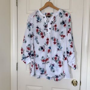Lane Bryant White Floral Relaxed Fit Blouse Plus Size 20